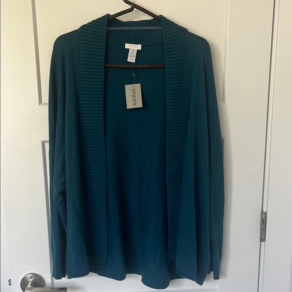 Chico's Teal Open Front Cardigan Sweater